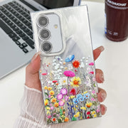For Samsung Galaxy S25+ 5G Electroplating Flower Texture TPU Phone Case(Flowers SH4)