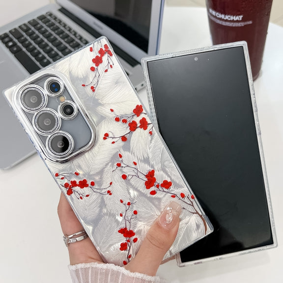 For Samsung Galaxy S25 Ultra 5G Electroplating Flower Texture TPU Phone Case(Wild Chrysanthemum SH5)