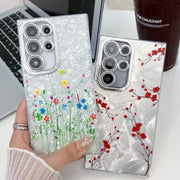 For Samsung Galaxy S25 Ultra 5G Electroplating Flower Texture TPU Phone Case(Flowers SH4)