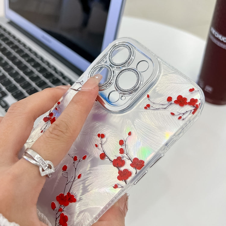 For iPhone 16e Electroplating Flower Texture Wristband TPU Phone Case(Purple Wildflowers SH1)