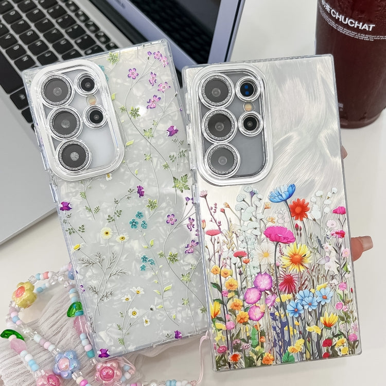 For Samsung Galaxy S25 5G Electroplating Flower Texture Wristband TPU Phone Case(Little Wildflower SH3)