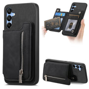 For Samsung Galaxy S25 5G Retro MagSafe Zipper Wallet Card Bag Back Phone Case(Black)