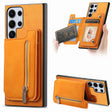 For Samsung Galaxy S25 Ultra 5G Retro MagSafe Zipper Wallet Card Bag Back Phone Case(Yellow) - Galaxy S25 Ultra 5G Cases by PMC TechLife | Online Shopping South Africa | PMC TechLife | Buy Now Pay Later Mobicred