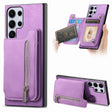 For Samsung Galaxy S25 Ultra 5G Retro MagSafe Zipper Wallet Card Bag Back Phone Case(Purple) - Galaxy S25 Ultra 5G Cases by PMC TechLife | Online Shopping South Africa | PMC TechLife | Buy Now Pay Later Mobicred