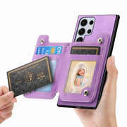 For Samsung Galaxy S25 Ultra 5G Retro MagSafe Zipper Wallet Card Bag Back Phone Case(Purple)