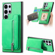 For Samsung Galaxy S25 Ultra 5G Retro MagSafe Zipper Wallet Card Bag Back Phone Case(Green) - Galaxy S25 Ultra 5G Cases by PMC TechLife | Online Shopping South Africa | PMC TechLife | Buy Now Pay Later Mobicred