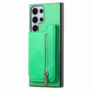 For Samsung Galaxy S25 Ultra 5G Retro MagSafe Zipper Wallet Card Bag Back Phone Case(Green)