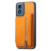 For Motorola Moto G 5G 2024 Retro MagSafe Zipper Wallet Card Bag Back Phone Case(Yellow)