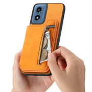 For Motorola Moto G 5G 2024 Retro MagSafe Zipper Wallet Card Bag Back Phone Case(Yellow)