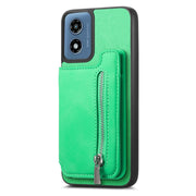 For Motorola Moto G 5G 2024 Retro MagSafe Zipper Wallet Card Bag Back Phone Case(Green)