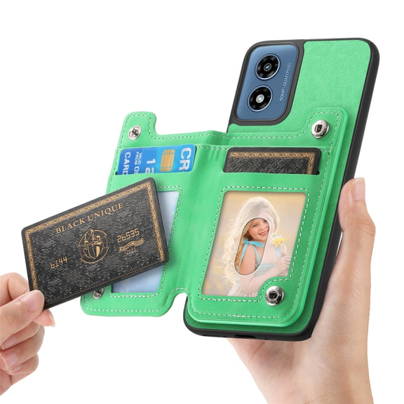 For Motorola Moto G 5G 2024 Retro MagSafe Zipper Wallet Card Bag Back Phone Case(Green)