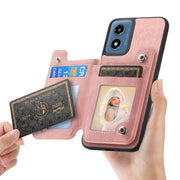 For Motorola Moto G Stylus 5G 2024 Retro MagSafe Zipper Wallet Card Bag Back Phone Case(Pink)