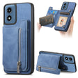 For Motorola Moto G Play 2024 4G Retro MagSafe Zipper Wallet Card Bag Back Phone Case(Blue) - Motorola Cases by PMC TechLife | Online Shopping South Africa | PMC TechLife | Buy Now Pay Later Mobicred