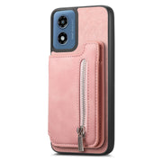 For Motorola Moto G35 Retro MagSafe Zipper Wallet Card Bag Back Phone Case(Pink)