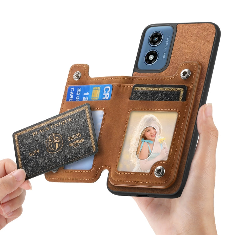 For Motorola Moto G55 Retro MagSafe Zipper Wallet Card Bag Back Phone Case(Brown)