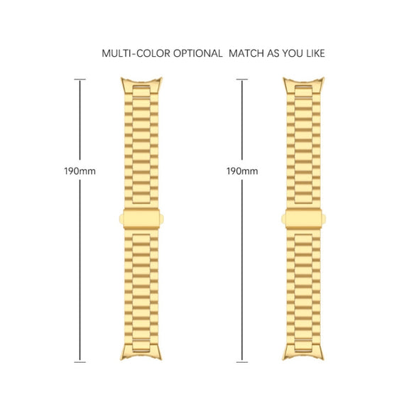 For Google Pixel Watch 3 45mm Three Beads Stainless Steel Folding Buckle Integrated Watch Band(Rose Gold)