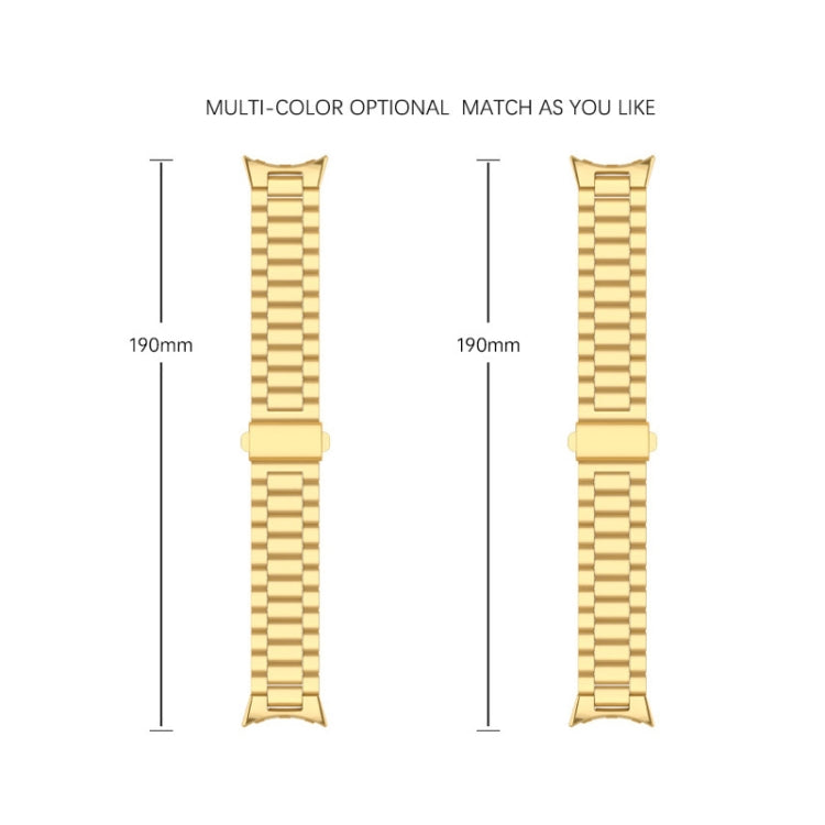 For Google Pixel Watch 3 45mm Three Beads Stainless Steel Folding Buckle Integrated Watch Band(Rose Gold)