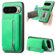 For Google Pixel 9 Pro XL Retro MagSafe Zipper Wallet Card Bag Back Phone Case(Green) - Google Cases by PMC TechLife | Online Shopping South Africa | PMC TechLife | Buy Now Pay Later Mobicred