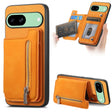 For Google Pixel 8a Retro MagSafe Zipper Wallet Card Bag Back Phone Case(Yellow) - Google Cases by PMC TechLife | Online Shopping South Africa | PMC TechLife | Buy Now Pay Later Mobicred