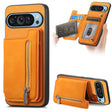 For Google Pixel 8 Pro Retro MagSafe Zipper Wallet Card Bag Back Phone Case(Yellow) - Google Cases by PMC TechLife | Online Shopping South Africa | PMC TechLife | Buy Now Pay Later Mobicred