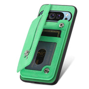 For Google Pixel 8 Pro Retro MagSafe Zipper Wallet Card Bag Back Phone Case(Green)