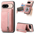 For Google Pixel 8 Retro MagSafe Zipper Wallet Card Bag Back Phone Case(Pink) - Google Cases by PMC TechLife | Online Shopping South Africa | PMC TechLife | Buy Now Pay Later Mobicred