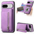 For Google Pixel 7a Retro MagSafe Zipper Wallet Card Bag Back Phone Case(Purple) - free shipping - PMC TechLife - Order now!