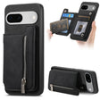 For Google Pixel 7a Retro MagSafe Zipper Wallet Card Bag Back Phone Case(Black) - Google Cases by PMC TechLife | Online Shopping South Africa | PMC TechLife | Buy Now Pay Later Mobicred