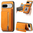For Google Pixel 7 Retro MagSafe Zipper Wallet Card Bag Back Phone Case(Yellow) - Google Cases by PMC TechLife | Online Shopping South Africa | PMC TechLife | Buy Now Pay Later Mobicred