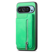 For Google Pixel 7 Retro MagSafe Zipper Wallet Card Bag Back Phone Case(Green)