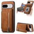 For Google Pixel 7 Retro MagSafe Zipper Wallet Card Bag Back Phone Case(Brown) - Google Cases by PMC TechLife | Online Shopping South Africa | PMC TechLife | Buy Now Pay Later Mobicred