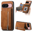 For Google Pixel 9 / 9 Pro Retro MagSafe Zipper Wallet Card Bag Back Phone Case(Brown) - Google Cases by PMC TechLife | Online Shopping South Africa | PMC TechLife | Buy Now Pay Later Mobicred