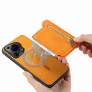 For Huawei nova 12 / 13 Retro MagSafe Zipper Wallet Card Bag Back Phone Case(Yellow)