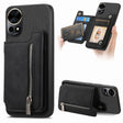 For Huawei nova 12 / 13 Retro MagSafe Zipper Wallet Card Bag Back Phone Case(Black) - Huawei Cases by PMC TechLife | Online Shopping South Africa | PMC TechLife | Buy Now Pay Later Mobicred