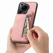 For Huawei nova 13 Pro Retro MagSafe Zipper Wallet Card Bag Back Phone Case(Pink)