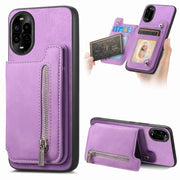 For Huawei nova 13 Pro Retro MagSafe Zipper Wallet Card Bag Back Phone Case(Purple)