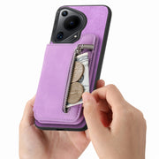 For Huawei nova 13 Pro Retro MagSafe Zipper Wallet Card Bag Back Phone Case(Purple)