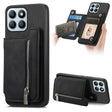 For Honor X8b Retro MagSafe Zipper Wallet Card Bag Back Phone Case(Black) - Honor Cases by PMC TechLife | Online Shopping South Africa | PMC TechLife | Buy Now Pay Later Mobicred