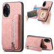For Honor 100 Pro Retro MagSafe Zipper Wallet Card Bag Back Phone Case(Pink) - Honor Cases by PMC TechLife | Online Shopping South Africa | PMC TechLife | Buy Now Pay Later Mobicred