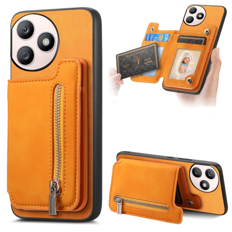 For Honor X50i+ Retro MagSafe Zipper Wallet Card Bag Back Phone Case(Yellow) - Honor Cases by PMC TechLife | Online Shopping South Africa | PMC TechLife | Buy Now Pay Later Mobicred