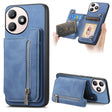 For Honor X50i+ Retro MagSafe Zipper Wallet Card Bag Back Phone Case(Blue) - Honor Cases by PMC TechLife | Online Shopping South Africa | PMC TechLife | Buy Now Pay Later Mobicred