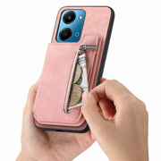 For Honor X50i+ Retro MagSafe Zipper Wallet Card Bag Back Phone Case(Pink)