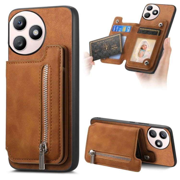 For Honor X50i+ Retro MagSafe Zipper Wallet Card Bag Back Phone Case(Brown) - free shipping - PMC TechLife - Order now!