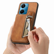 For Honor Play 50 Plus 5G Retro MagSafe Zipper Wallet Card Bag Back Phone Case(Brown)