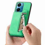 For Honor 90 Pro 5G Retro MagSafe Zipper Wallet Card Bag Back Phone Case(Green)