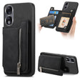 For Honor 90 Pro 5G Retro MagSafe Zipper Wallet Card Bag Back Phone Case(Black) - Honor Cases by PMC TechLife | Online Shopping South Africa | PMC TechLife | Buy Now Pay Later Mobicred