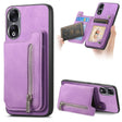For Honor 90 Retro MagSafe Zipper Wallet Card Bag Back Phone Case(Purple) - Honor Cases by PMC TechLife | Online Shopping South Africa | PMC TechLife | Buy Now Pay Later Mobicred