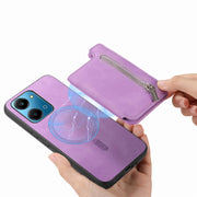 For Honor 90 Retro MagSafe Zipper Wallet Card Bag Back Phone Case(Purple)
