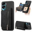 For Honor X50i Retro MagSafe Zipper Wallet Card Bag Back Phone Case(Black) - Honor Cases by PMC TechLife | Online Shopping South Africa | PMC TechLife | Buy Now Pay Later Mobicred