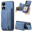For Honor X7b / Play 8T 5G Retro MagSafe Zipper Wallet Card Bag Back Phone Case(Blue) - Honor Cases by PMC TechLife | Online Shopping South Africa | PMC TechLife | Buy Now Pay Later Mobicred